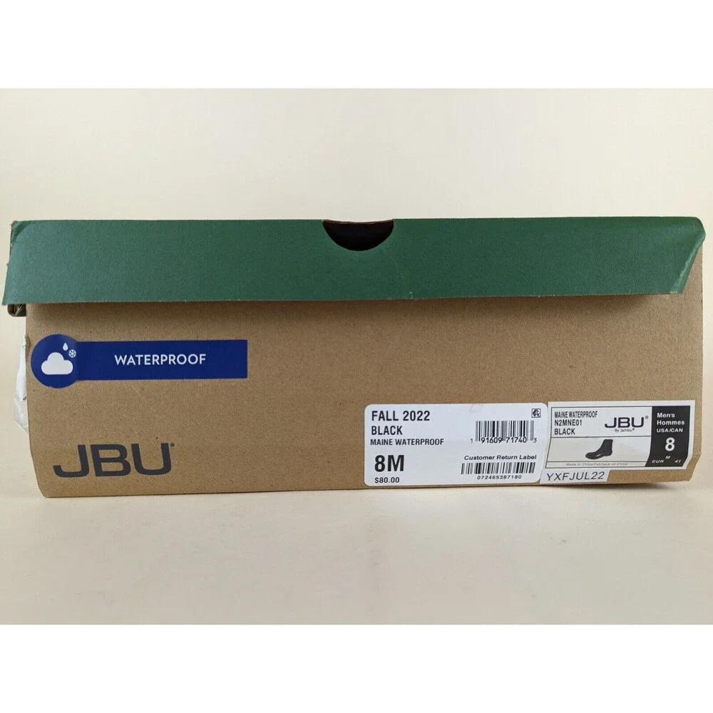 JBU Maine Waterproof Duck Boots Mens 8M Black Faux Fur Lined Lace Up Shoes NWB